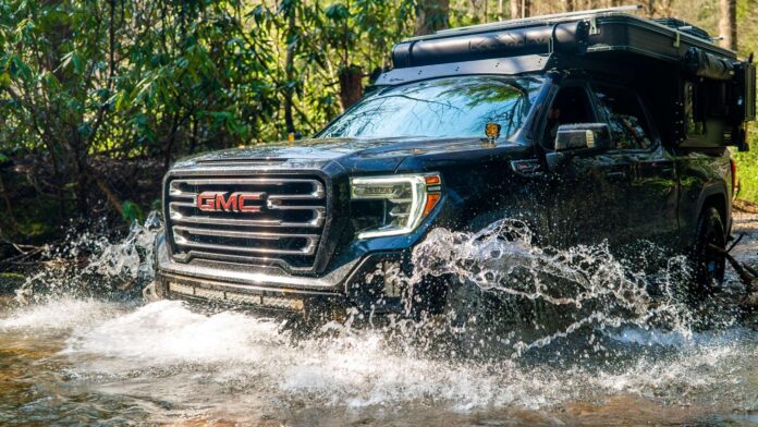 GMC Sierra Overland Truck, splashing through water