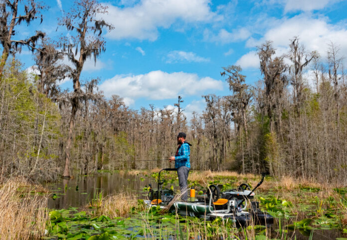 Jameson Redding fishing in Okefenokee swamp